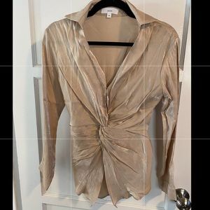 Silk Tie Knot Long Sleeve Top